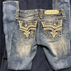 Rock Revival Kai Skinny Jeans 25 Low Rise Thick Stitch Designer Denim